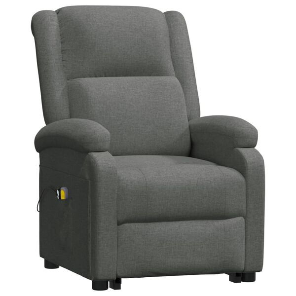 vidaXL Fauteuil de massage inclinable Gris fonc&eacute; Tissu