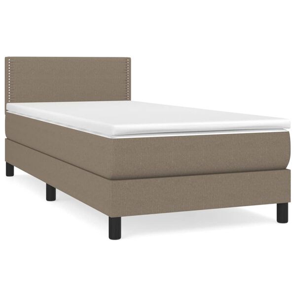 vidaXL Sommier &agrave; lattes de lit avec matelas Taupe 90x190 cm Tissu