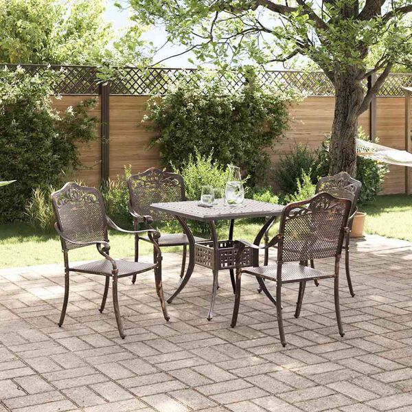 vidaXL Ensemble de tables de jardin 5 pcs Bronze Aluminium coul&eacute;