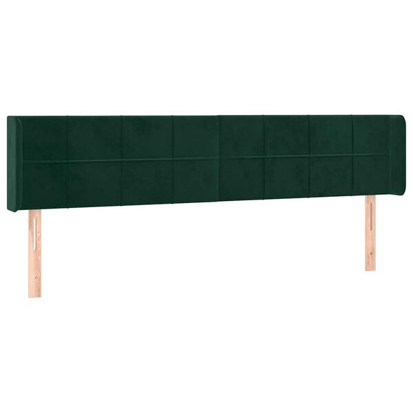 vidaXL T&ecirc;te de lit avec oreilles Vert fonc&eacute; 183x16x78/88 cm Velours
