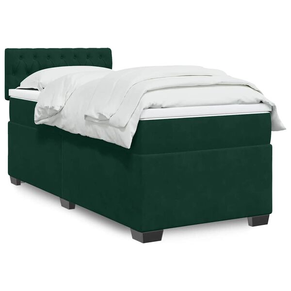 vidaXL Sommier &agrave; lattes de lit avec matelas Vert fonc&eacute; 90x200 cm