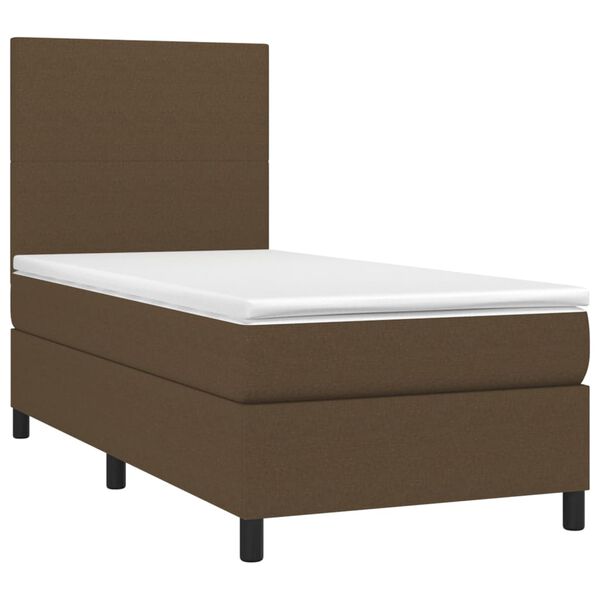 vidaXL Sommier &agrave; lattes de lit et matelas et LED Marron fonc&eacute; 90x190cm