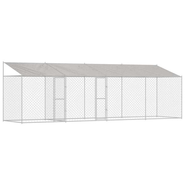 vidaXL Cage pour chien avec toit Argent&eacute; 800 x 200 x 258 cm