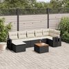 vidaXL Salon de jardin 8 pcs avec coussins noir r&eacute;sine tress&eacute;e