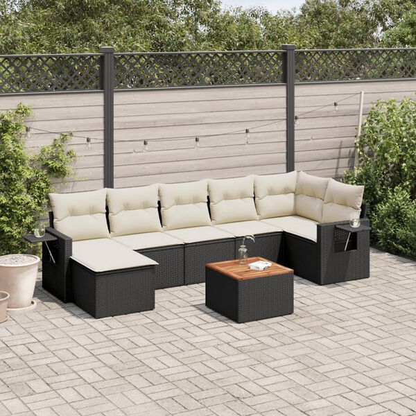 vidaXL Salon de jardin 8 pcs avec coussins noir r&eacute;sine tress&eacute;e