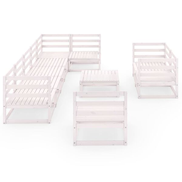 vidaXL Salon de jardin 10 pcs Blanc Bois de pin massif