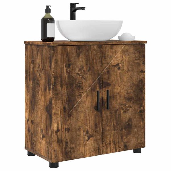 vidaXL Cabinet de salle de bain avec porte Ch&ecirc;ne fum&eacute; 61 x 35 x 64 cm
