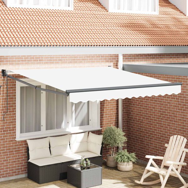 vidaXL Auvent R&eacute;tractable Blanc 350 x 250 cm Polyester et Aluminium