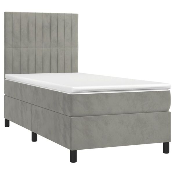 vidaXL Sommier &agrave; lattes de lit et matelas Gris clair 80x200 cm Velours