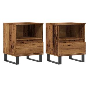 vidaXL Tables de chevet 2 pcs vieux bois 40x35x50 cm bois d&rsquo;ing&eacute;nierie