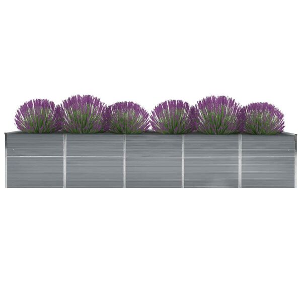 vidaXL Lit sur&eacute;lev&eacute; de jardin Acier galvanis&eacute; 400x80x77 cm Gris