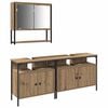 vidaXL Ensemble de mobilier de salle de bain avec &eacute;tag&egrave;re 3 pcs Marron