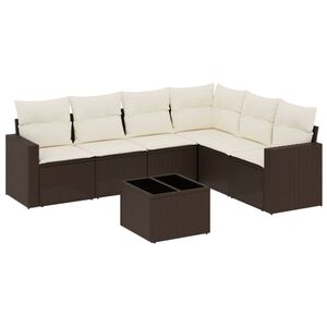 vidaXL Salon de jardin avec coussins 7 pcs marron r&eacute;sine tress&eacute;e