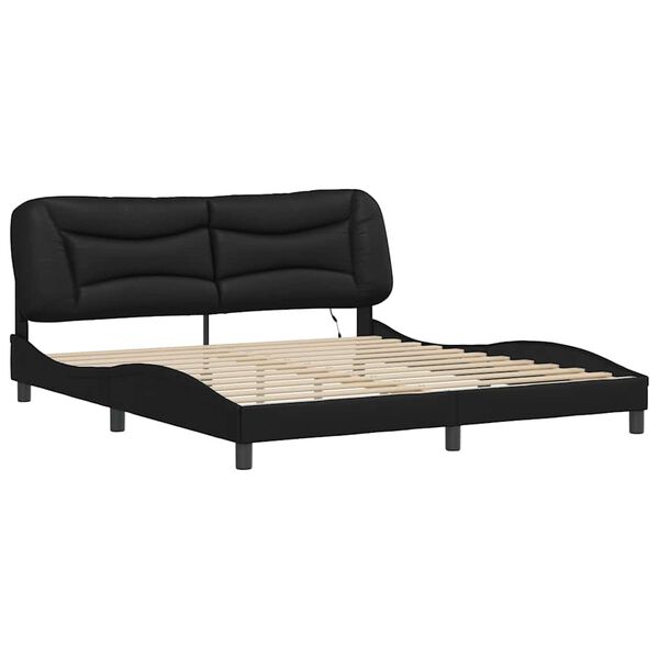 vidaXL Cadre de lit avec LED sans matelas Hvar noir 180x200 cm