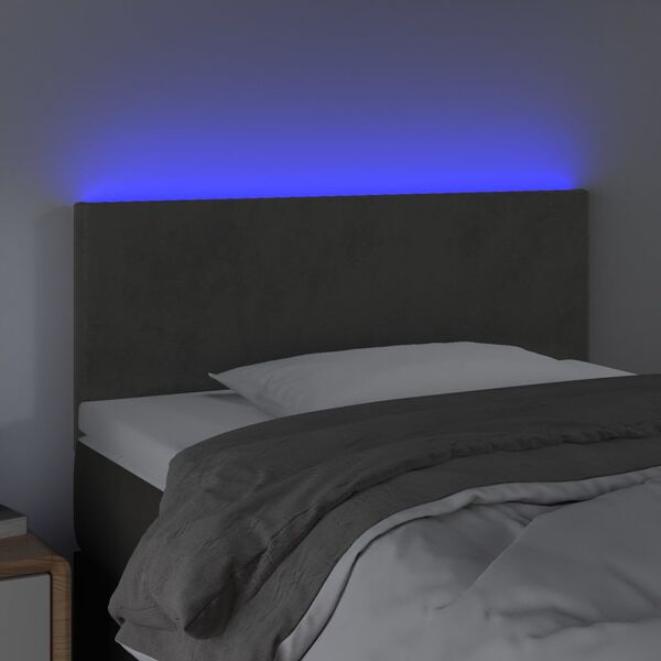 vidaXL T&ecirc;te de lit &agrave; LED Gris fonc&eacute; 100x5x78/88 cm Velours