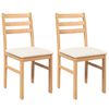 vidaXL Chaises &agrave; manger coussins 2 pcs bois massif caoutchouc