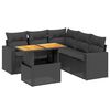 vidaXL Salon de jardin 6 pcs avec coussins noir r&eacute;sine tress&eacute;e