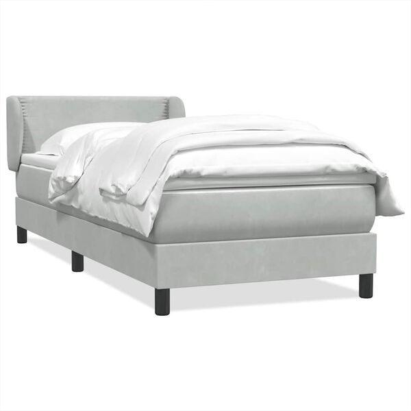 vidaXL Sommier &agrave; lattes de lit et matelas gris clair 90x210 cm velours