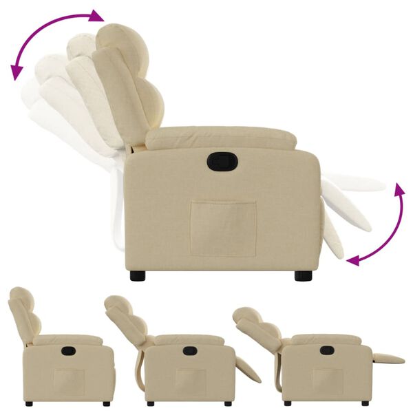 vidaXL Fauteuil inclinable Cr&egrave;me Tissu