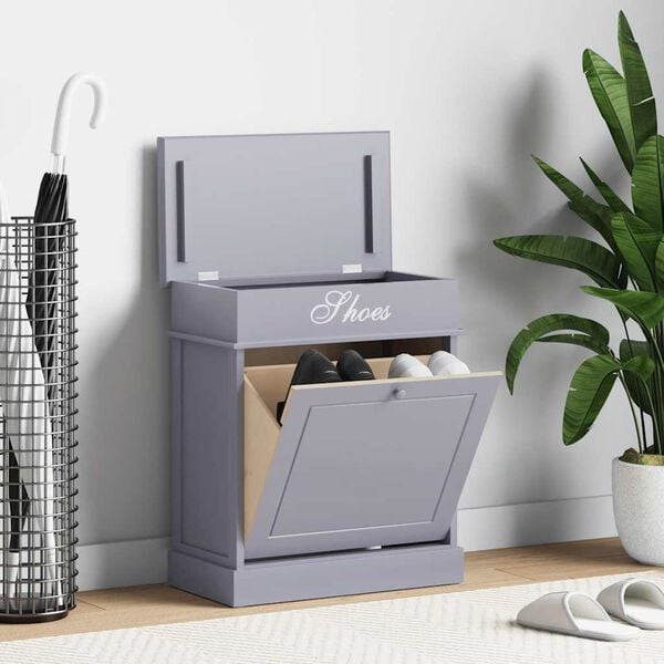 vidaXL Armoire &agrave; chaussures Gris 50 x 28 x 58 cm Bois de Paulownia