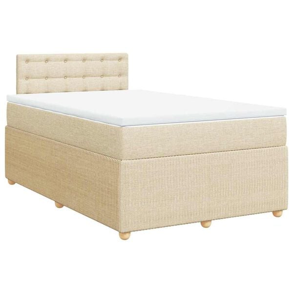 vidaXL Sommier &agrave; lattes de lit avec matelas Cr&egrave;me 120x200 cm Tissu
