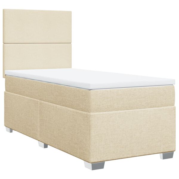 vidaXL Sommier &agrave; lattes de lit avec matelas Cr&egrave;me 100x200 cm Tissu