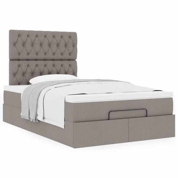 VidaXL Cadre de lit ottoman avec matelas taupe 120x190 cm tissu