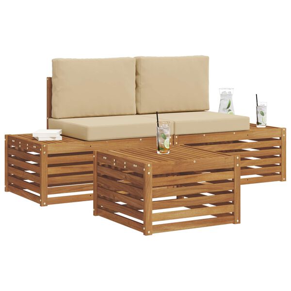 vidaXL Ensemble de canap&eacute;s d'ext&eacute;rieur 3 Pi&egrave;ce Naturel et Beige