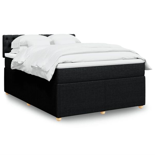 vidaXL Sommier &agrave; lattes de lit avec matelas Noir 140x190 cm Tissu