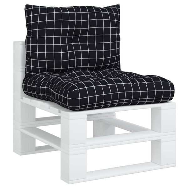 vidaXL Coussins de palette lot de 2 motif &agrave; carreaux noir tissu Oxford