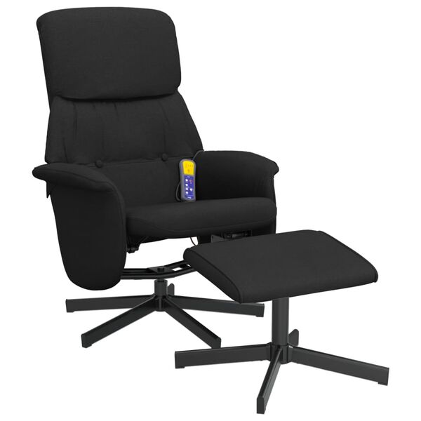 vidaXL Fauteuil de massage inclinable avec repose-pied noir tissu