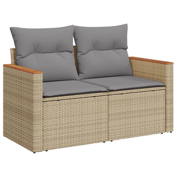 vidaXL Salon de jardin avec coussins 8pcs m&eacute;lange beige r&eacute;sine tress&eacute;e