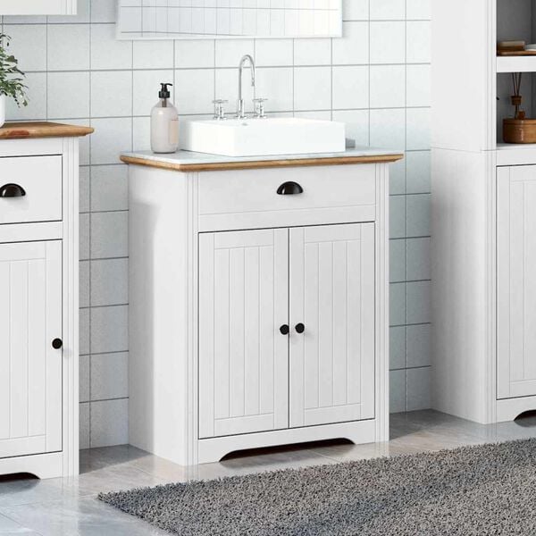 vidaXL Armoire de lavabo de salle de bain BODO blanc marron 70x35x80cm