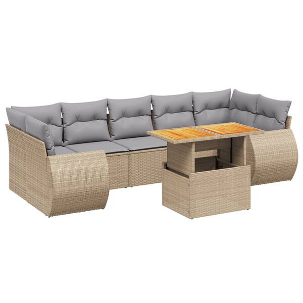 vidaXL Salon de jardin avec coussins 8 pcs beige r&eacute;sine tress&eacute;e