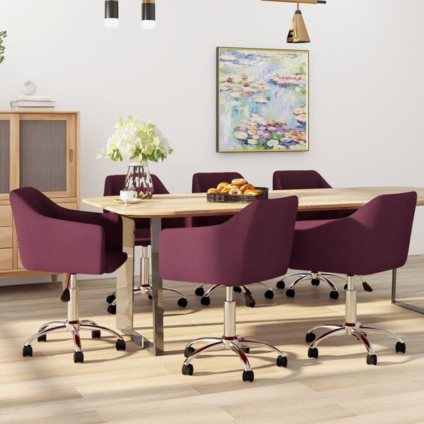 vidaXL Chaises pivotantes &agrave; manger lot de 6 violet tissu