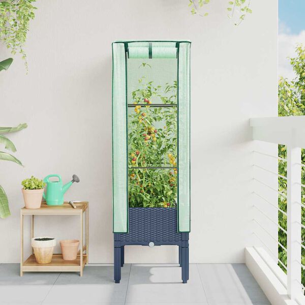 vidaXL Jardini&egrave;re sur&eacute;lev&eacute;e avec housse aspect rotin 40x40x140 cm