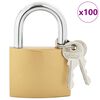 vidaXL U Lock avec Cl&eacute;s 100 pcs Laiton Fer