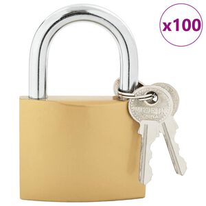 vidaXL U Lock avec Cl&eacute;s 100 pcs Laiton Fer