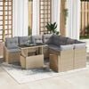 vidaXL Ensemble de canap&eacute; de jardin 9 pcs Beige Poly rotin