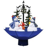 vidaXL Arbre de Noël neigeux avec base de parapluie Bleu 75 cm PVC