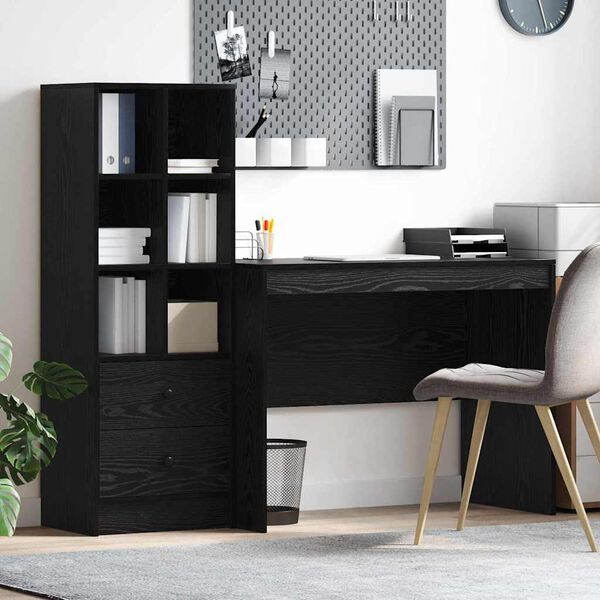 vidaXL Bureau avec tiroir 2 pcs Ch&ecirc;ne noir