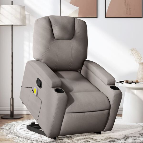 vidaXL Fauteuil inclinable de massage Taupe Tissu