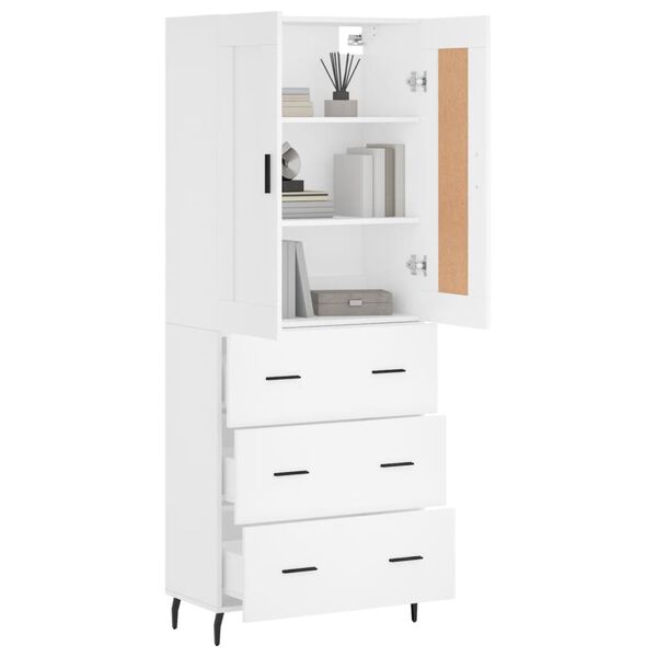 vidaXL Buffet haut Blanc 69,5x34x180 cm Bois d'ing&eacute;nierie