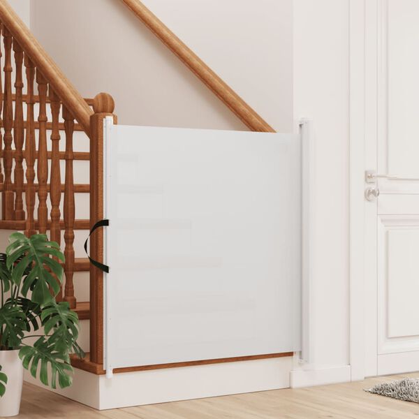 vidaXL Porte r&eacute;tractable pour animaux de compagnie blanc 82,5x125 cm
