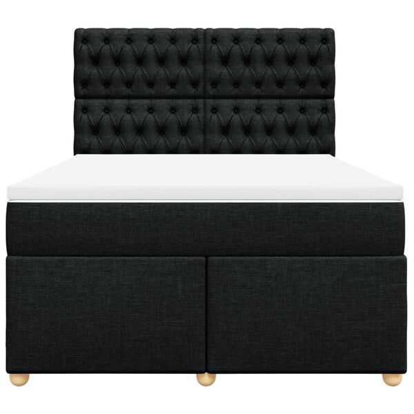 vidaXL Sommier &agrave; lattes de lit avec matelas Noir 140x190 cm Tissu