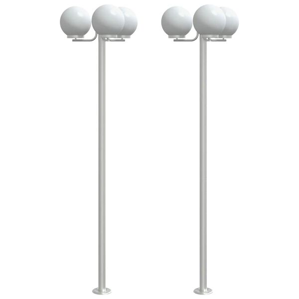vidaXL Lampadaires d'ext&eacute;rieur 2 pcs argent&eacute; 215 cm acier inoxydable