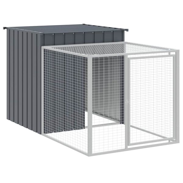 vidaXL Cage &agrave; poulets avec enclos Anthracite 110 x 201 x 110 cm Acier galvanis&eacute;