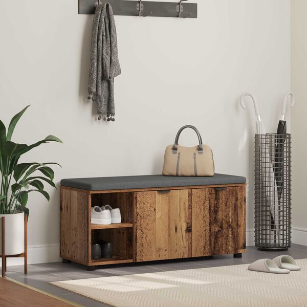 vidaXL Banc d'entr&eacute;e avec coussin Bois ancien 100 x 38 x 46 cm