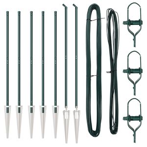 vidaXL Poteaux de clôture 7 pcs Vert Ø32mm 180 cm Acier galvanisé