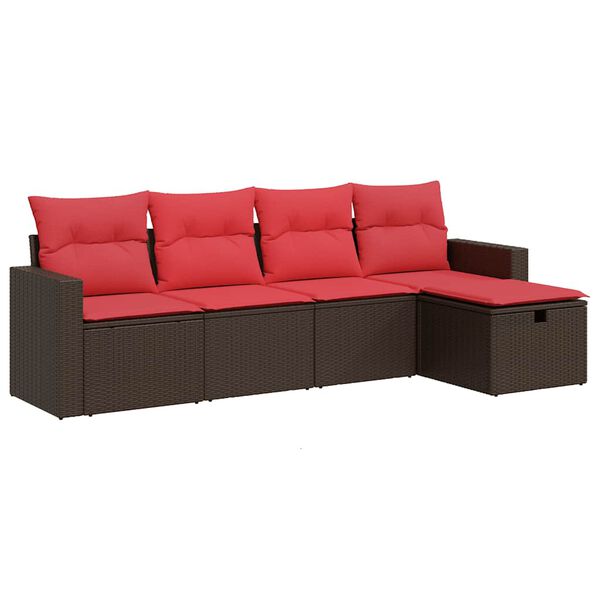 vidaXL Salon de jardin avec coussins 5 pcs marron r&eacute;sine tress&eacute;e